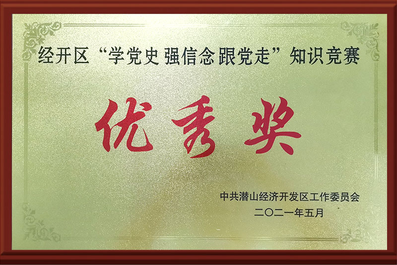 潜山市经开区党史知识竞赛优秀奖