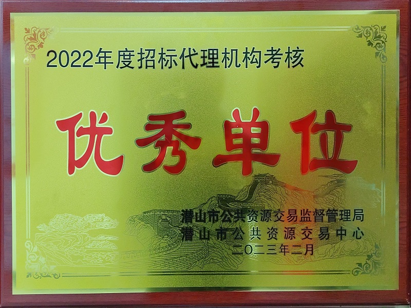 潜山市2022年度招标代理机构“优秀单位”